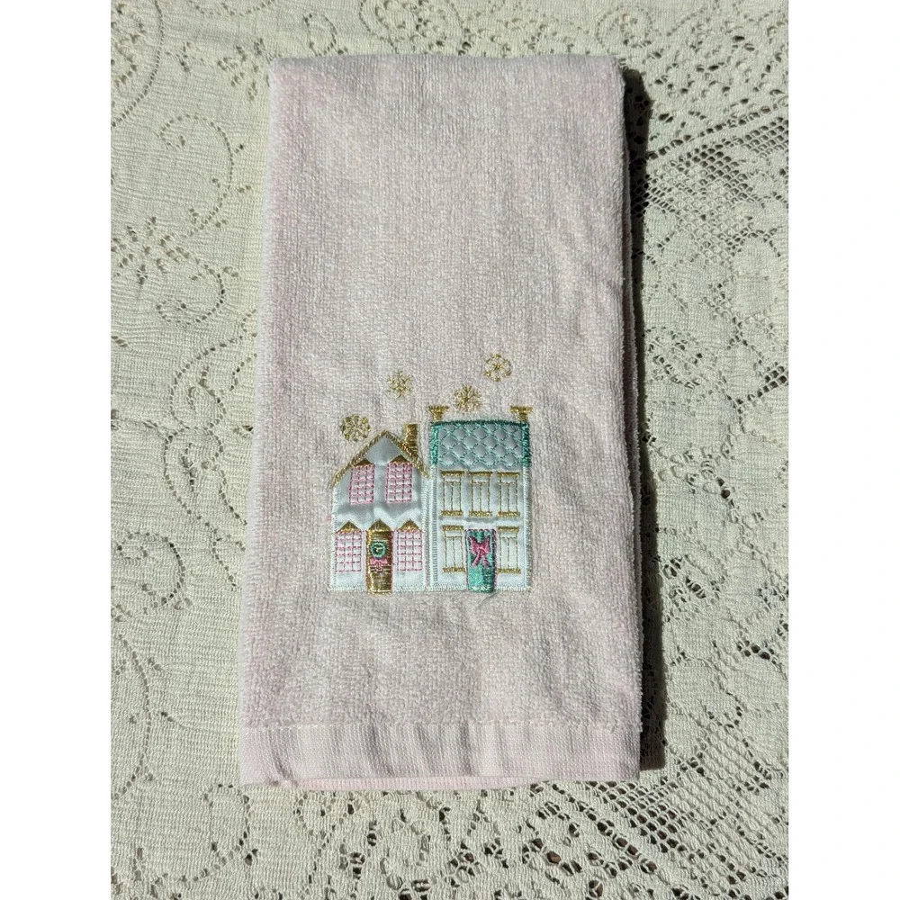 Vintage 1980's Pink Christmas Towel Set by R.A. Briggs